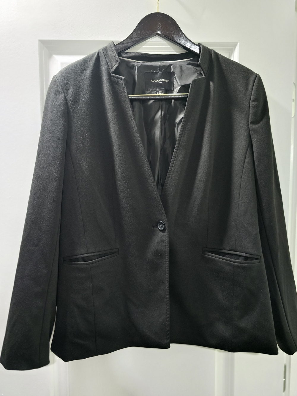 Banana Republic Black Collarless Single-Button Blazer